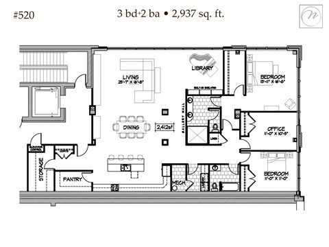 Floor plan for 3 beds, 2 baths, 2937 sqft